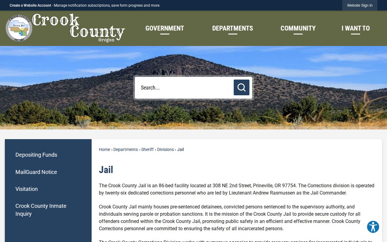 Crook County Jail release contact and facility facts