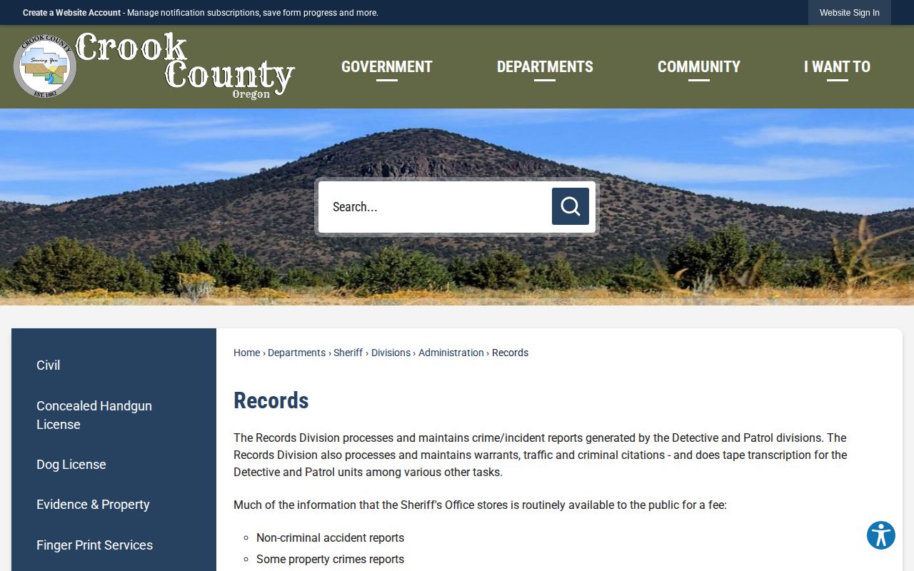 Crook County release records method and fee page